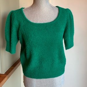 Happily Grey Large Green Puff Sleeve Sweater Top